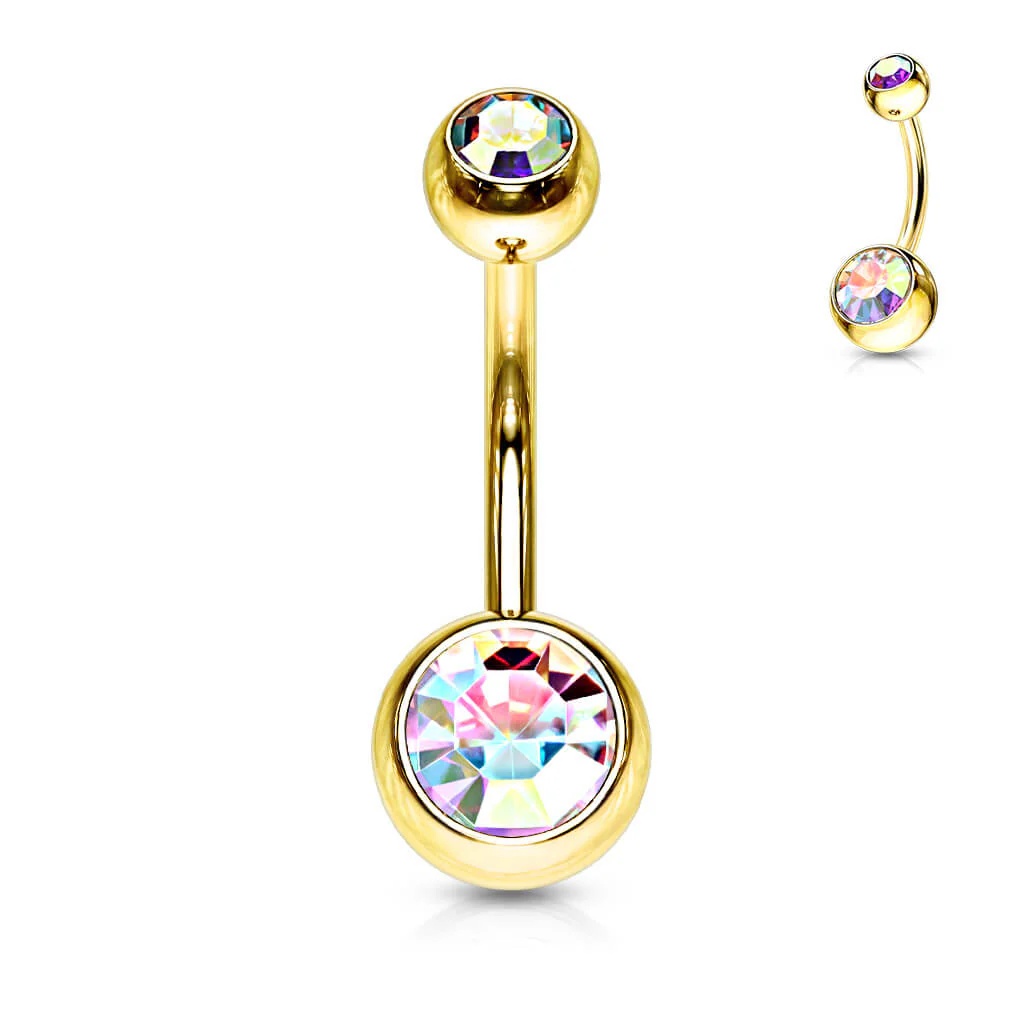 Bauchnabelpiercing Kugel Zirkonia Gold PVD - Image 7