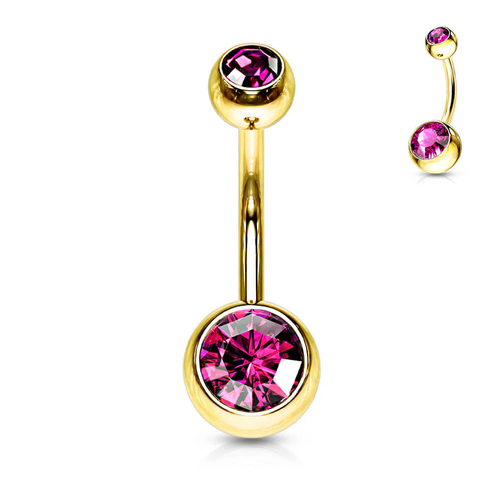 Bauchnabelpiercing Kugel Zirkonia Gold PVD - Image 9