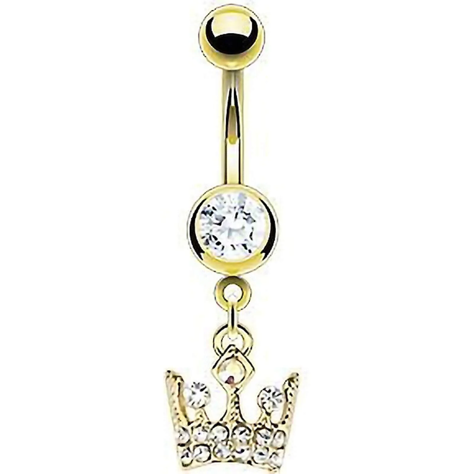 Bauchnabelpiercing Krone beweglich Zirkonia Gold