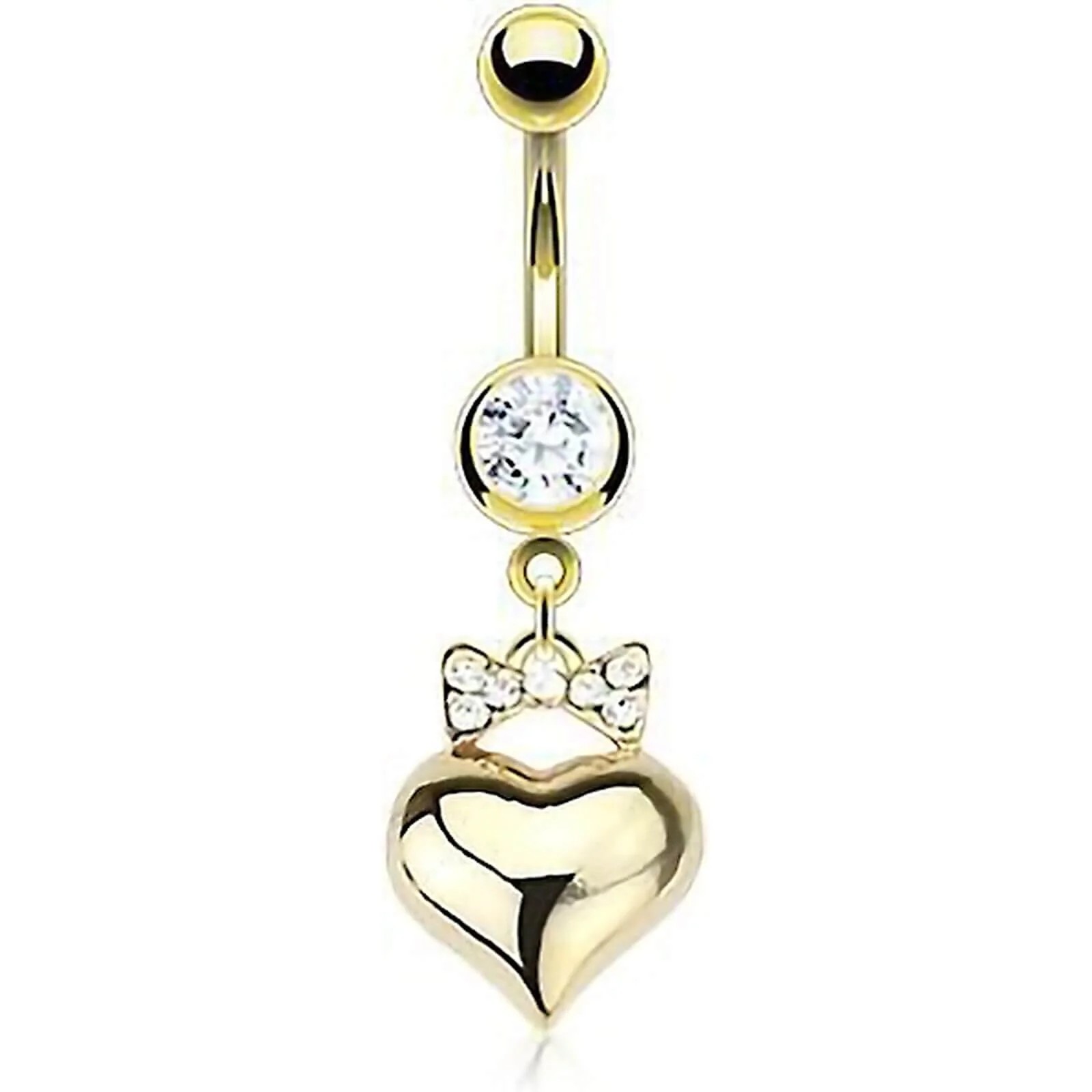 Bauchnabelpiercing Herz beweglich Zirkonia Gold
