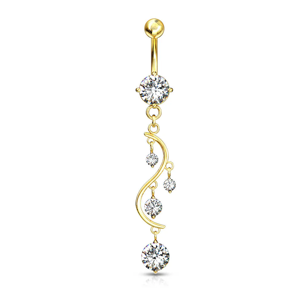 Bauchnabelpiercing Hänger Zirkonia Gold - Image 2