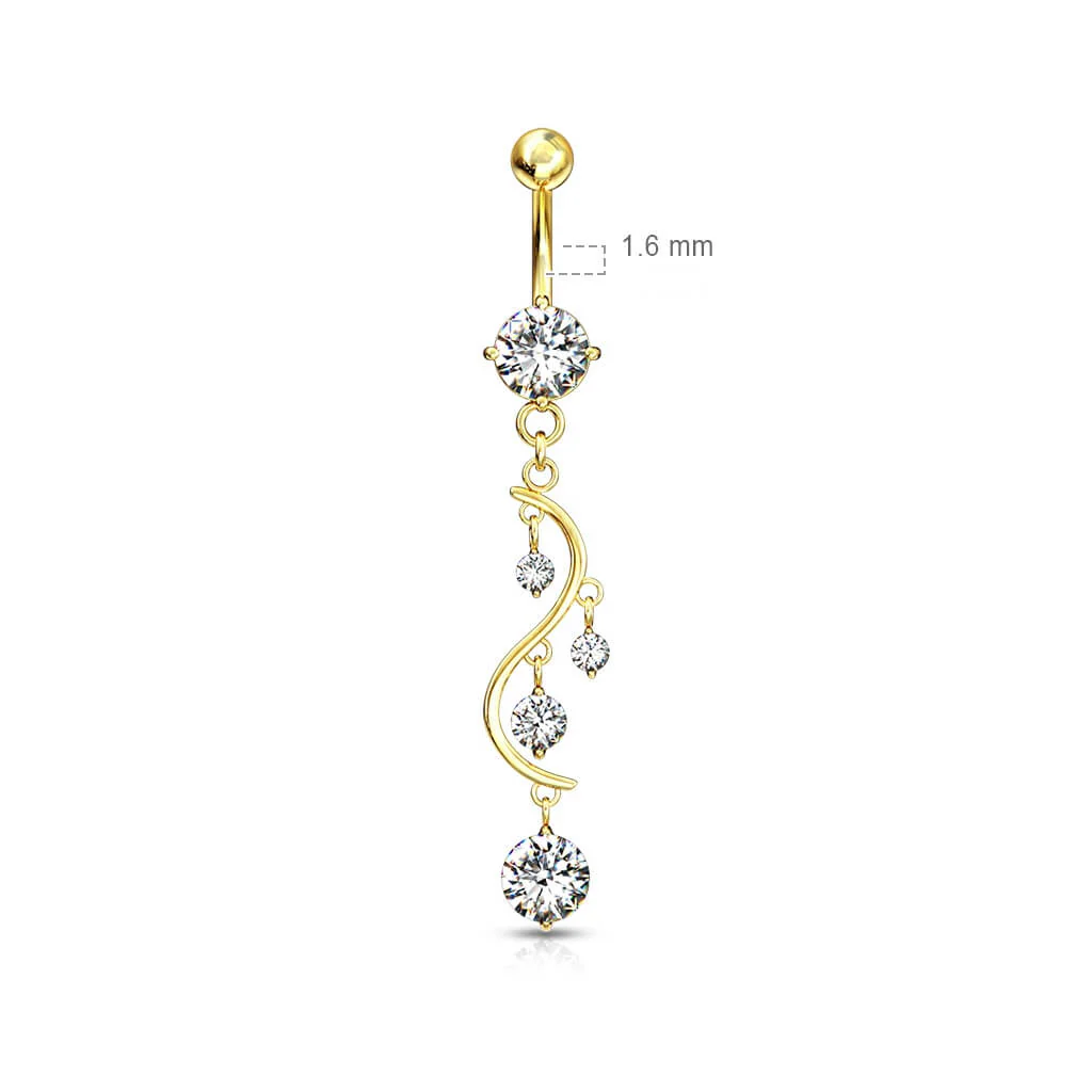 Bauchnabelpiercing Hänger Zirkonia Gold - Image 3