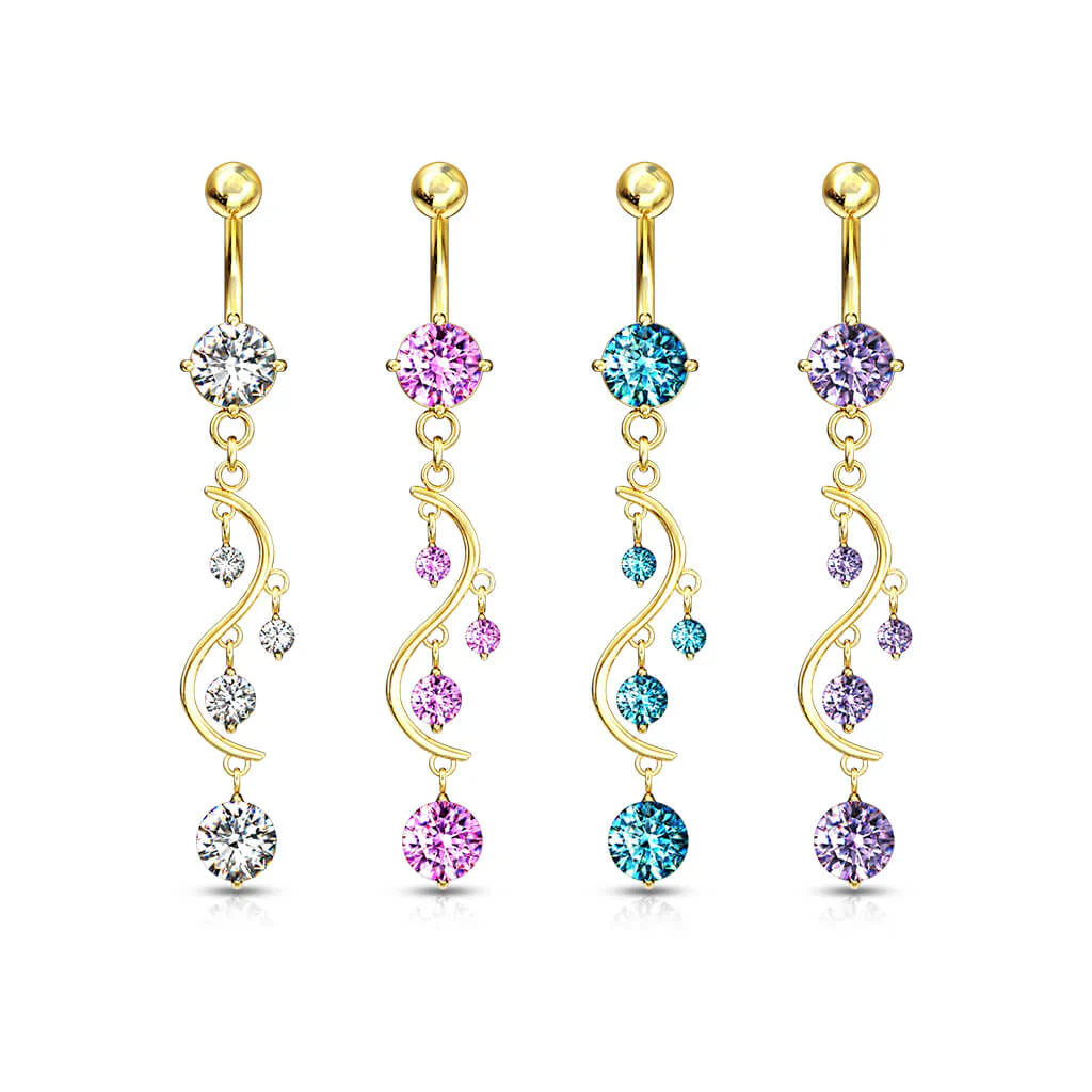 Bauchnabelpiercing Hänger Zirkonia Gold - Image 5