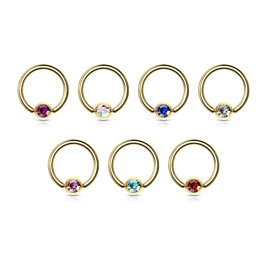 Ring Zirkonia Gold Klemmkugelring - Image 2