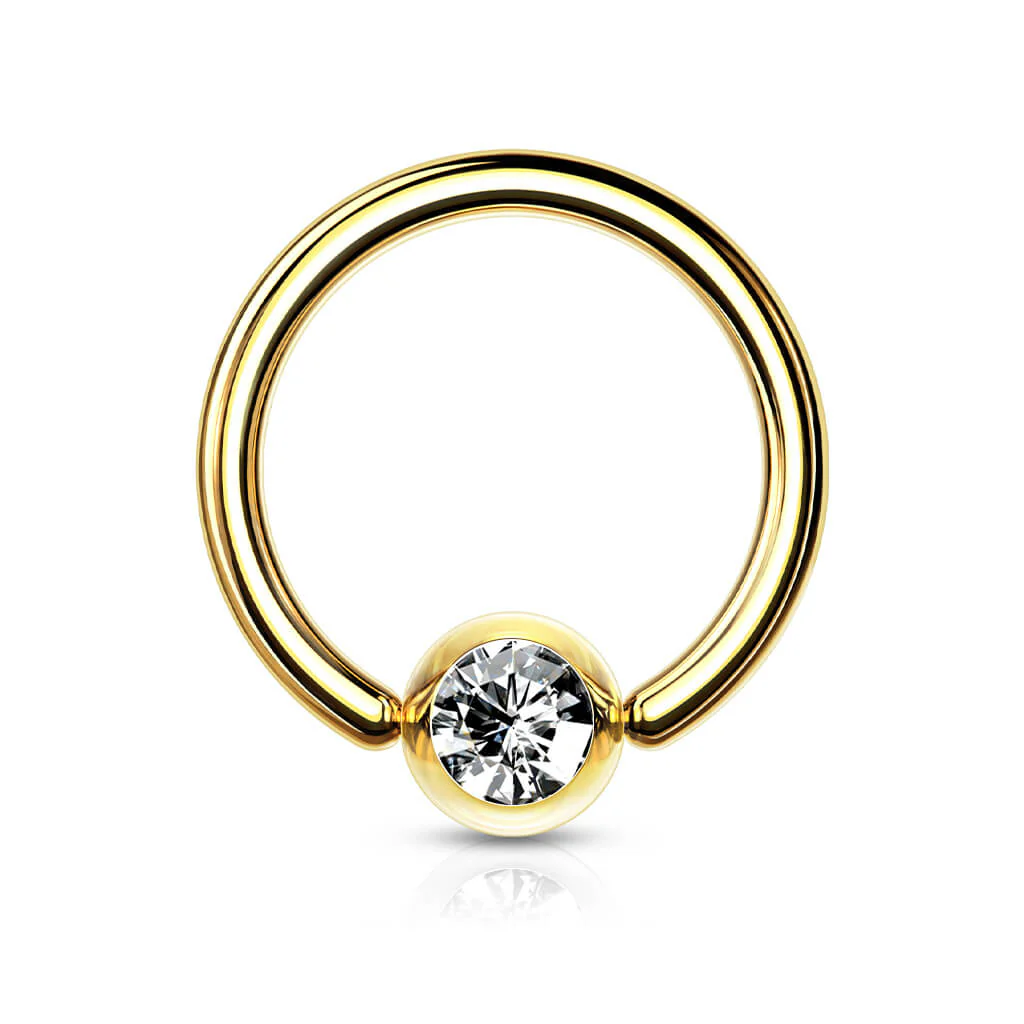 Ring Zirkonia Gold Klemmkugelring - Image 3