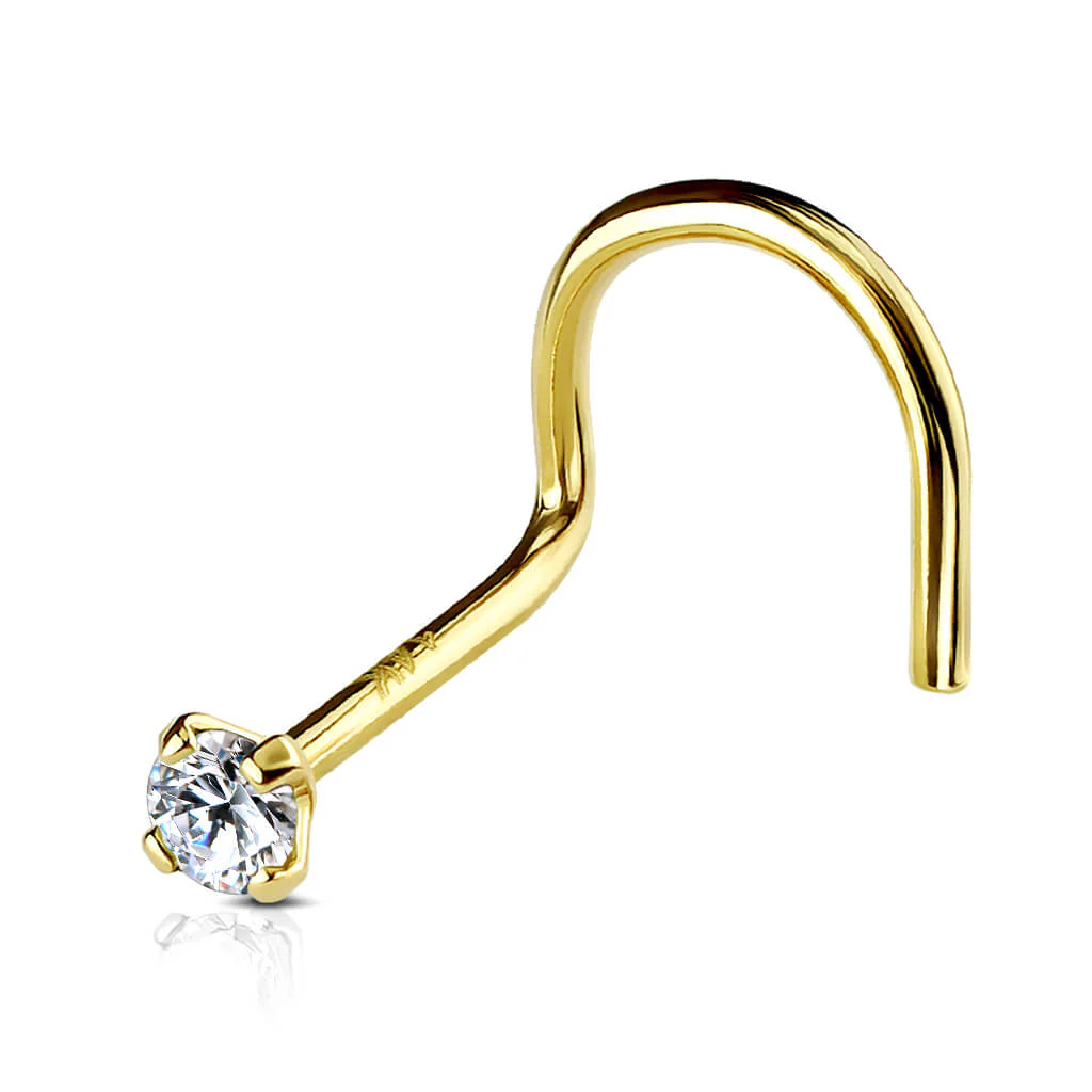 14 Karat Gold Nasenstecker Zirkonia Gelbgold Weißgold - Image 3