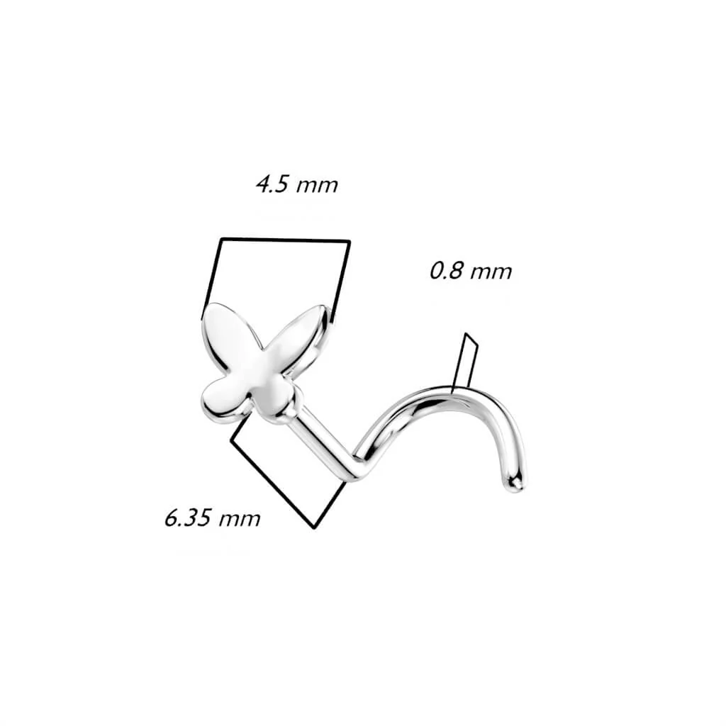 14 Karat Gold Nasenstecker Schmetterling Gelbgold Weißgold - Image 3