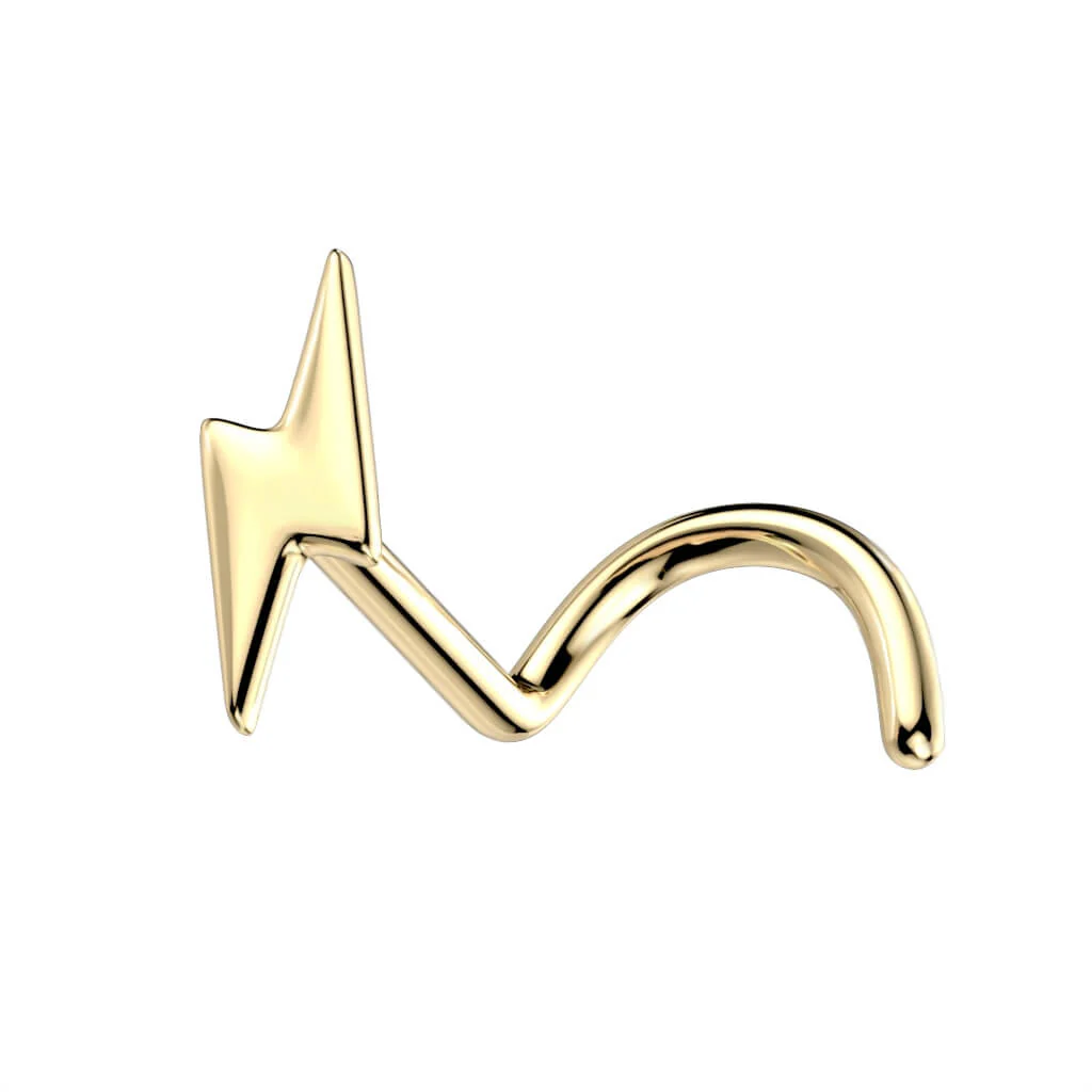 14 Karat Gold Nasenstecker Blitz Gelbgold Weißgold - Image 3