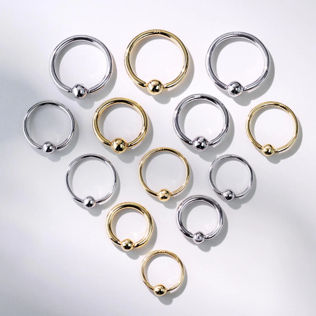 14 Karat Gold Ring Gelbgold Weißgold Klemmkugelring - Image 6