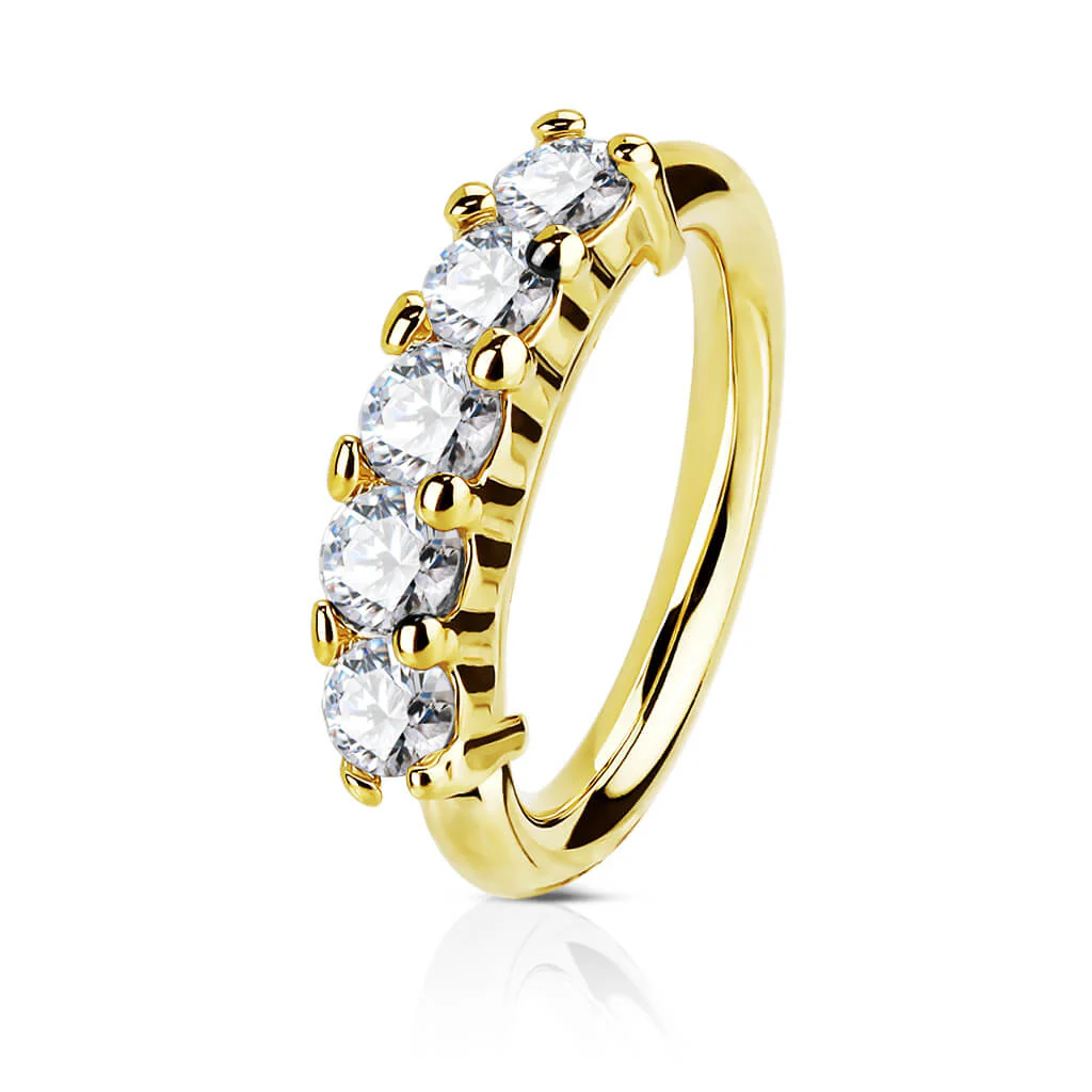 14 Karat Gold Ring 5 Zirkonia Gelbgold Weißgold Biegbar - Image 3