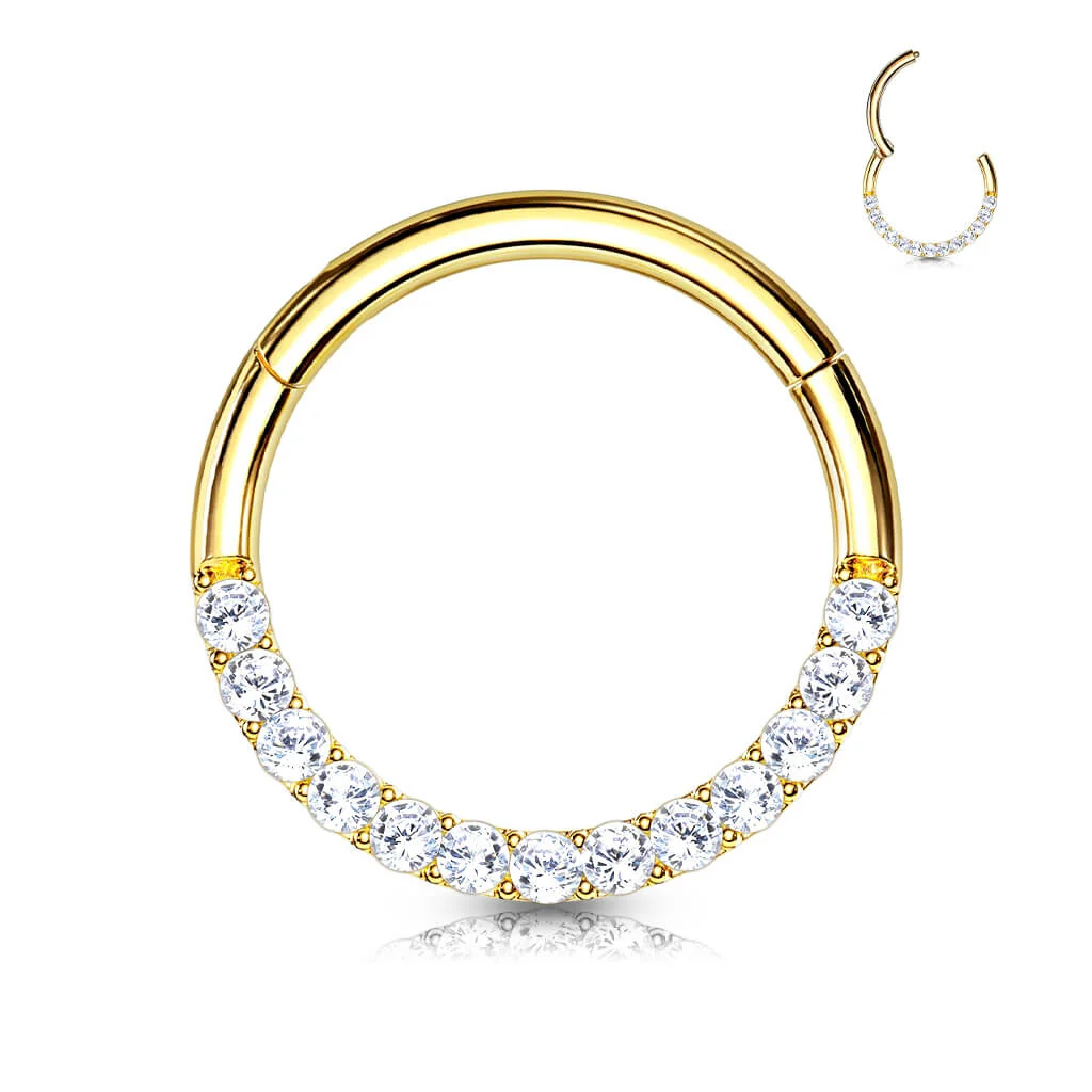 14 Karat Gold Ring Zirkonia Gelbgold Weißgold Clicker - Image 3