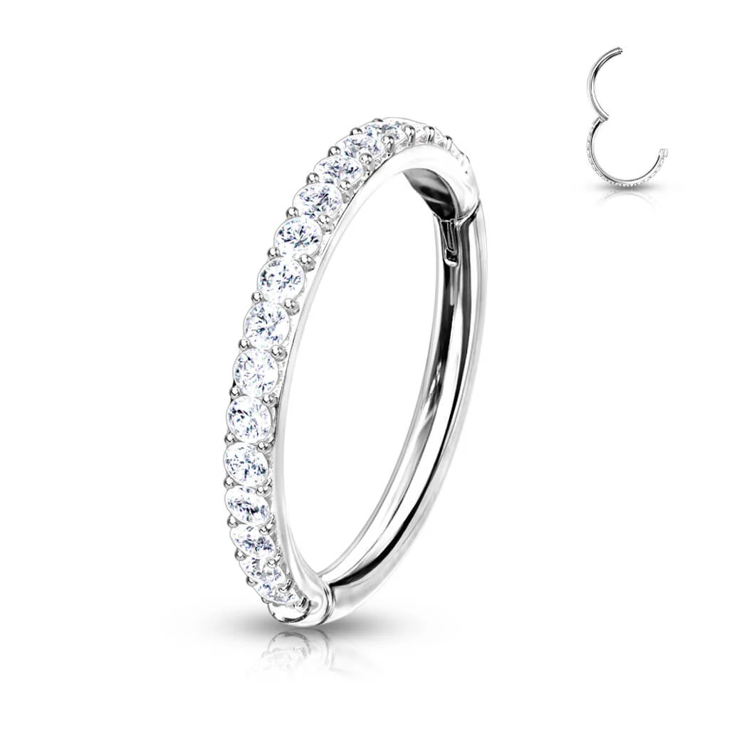 14 Karat Gold Ring Zirkonia Gelbgold Weißgold Clicker - Image 2