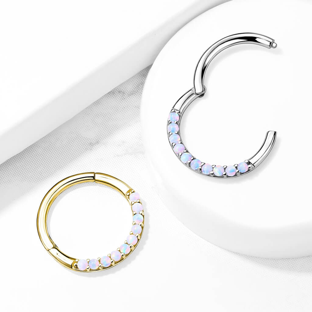 14 Karat Gold Ring Opal Gelbgold Weißgold Clicker - Image 5
