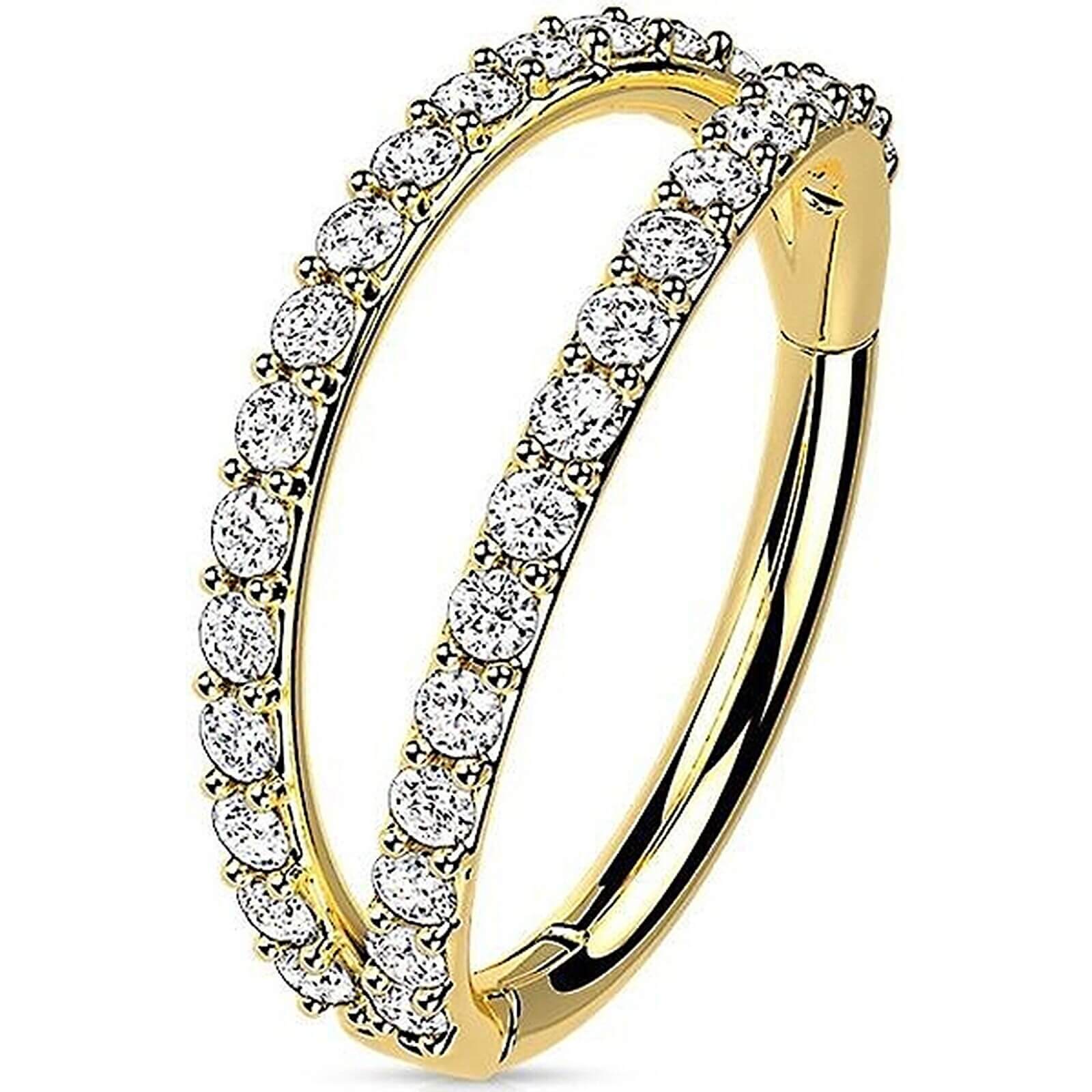 14 Karat Gold Ring Zirkonia Opal Gelbgold Weißgold Clicker