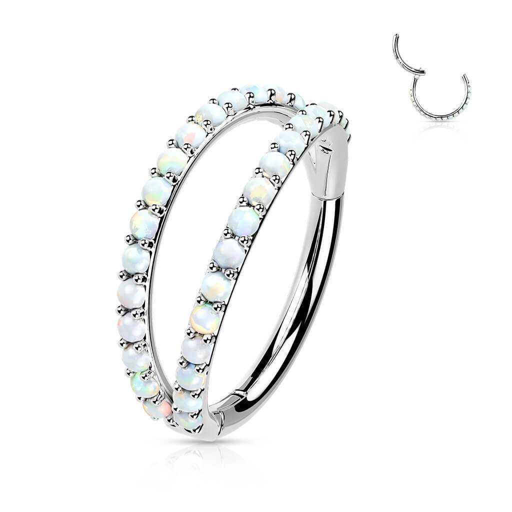 14 Karat Gold Ring Zirkonia Opal Gelbgold Weißgold Clicker - Image 2