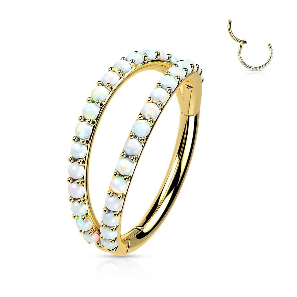 14 Karat Gold Ring Zirkonia Opal Gelbgold Weißgold Clicker - Image 5