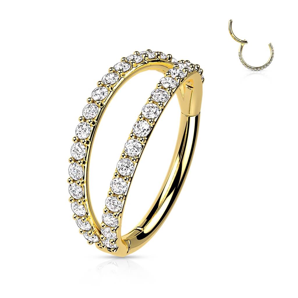 14 Karat Gold Ring Zirkonia Opal Gelbgold Weißgold Clicker - Image 7