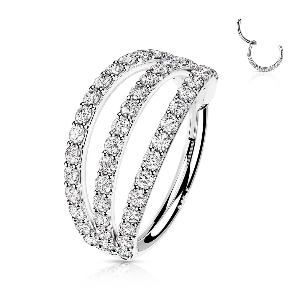 14 Karat Gold Ring Zirkonia Gelbgold Weißgold Clicker - Image 2