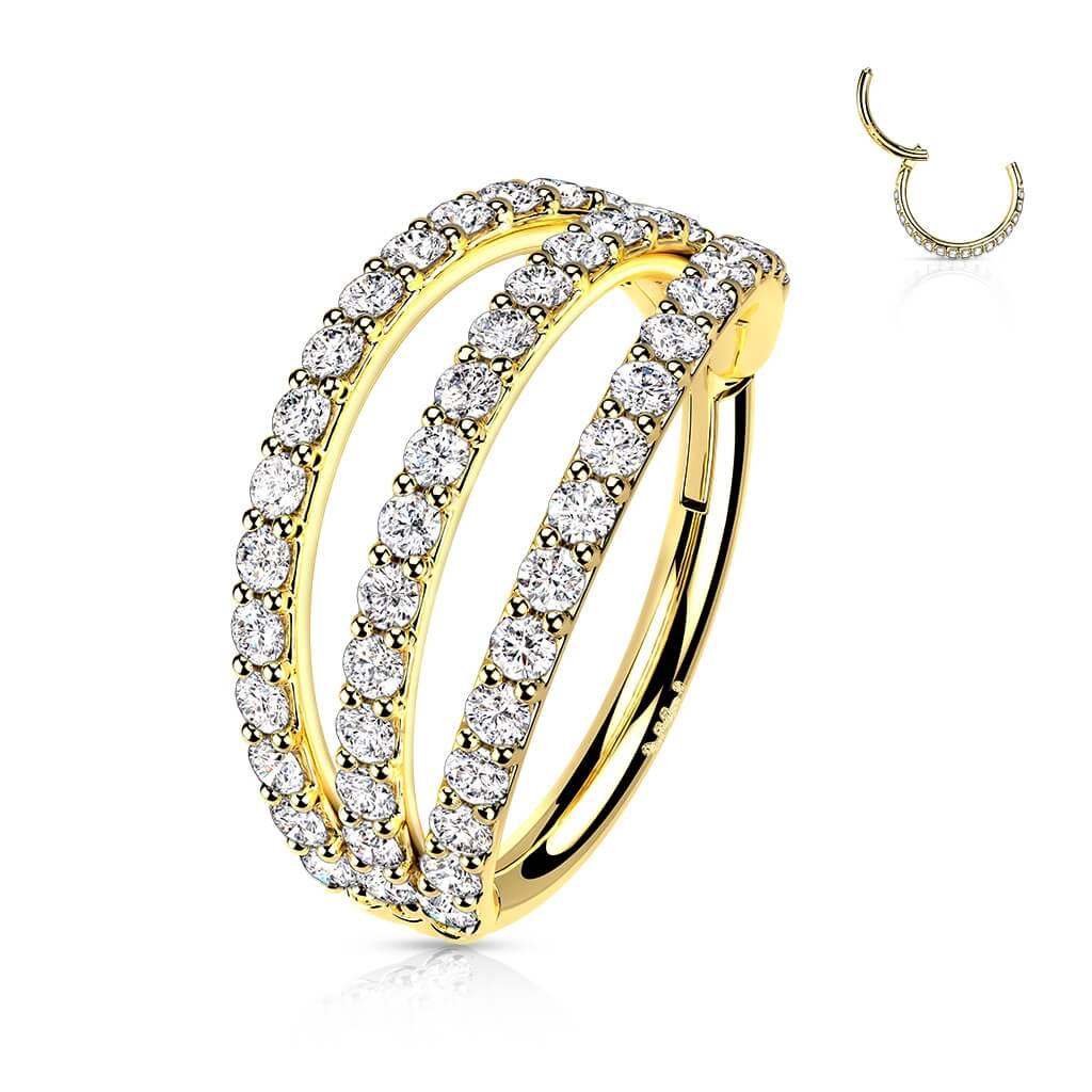 14 Karat Gold Ring Zirkonia Gelbgold Weißgold Clicker - Image 3