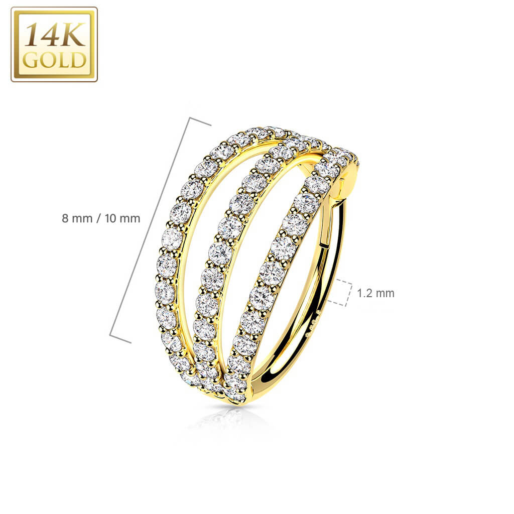 14 Karat Gold Ring Zirkonia Gelbgold Weißgold Clicker - Image 5