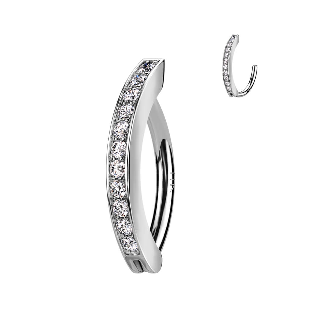 14 Karat Gold Bauchnabelpiercing Top Down Zirkonia Gelbgold Weißgold Clicker - Image 2