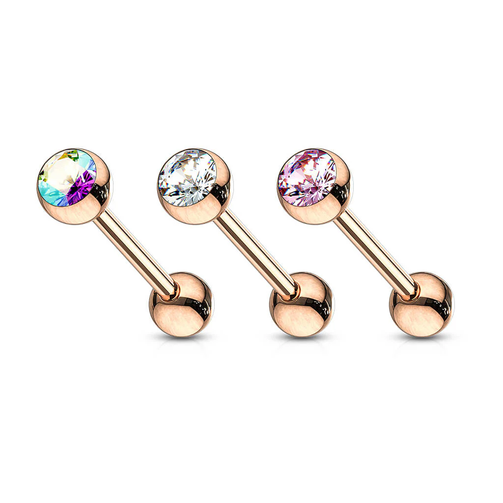 Zungenpiercing Kugel Zirkonia Roségold PVD - Image 3