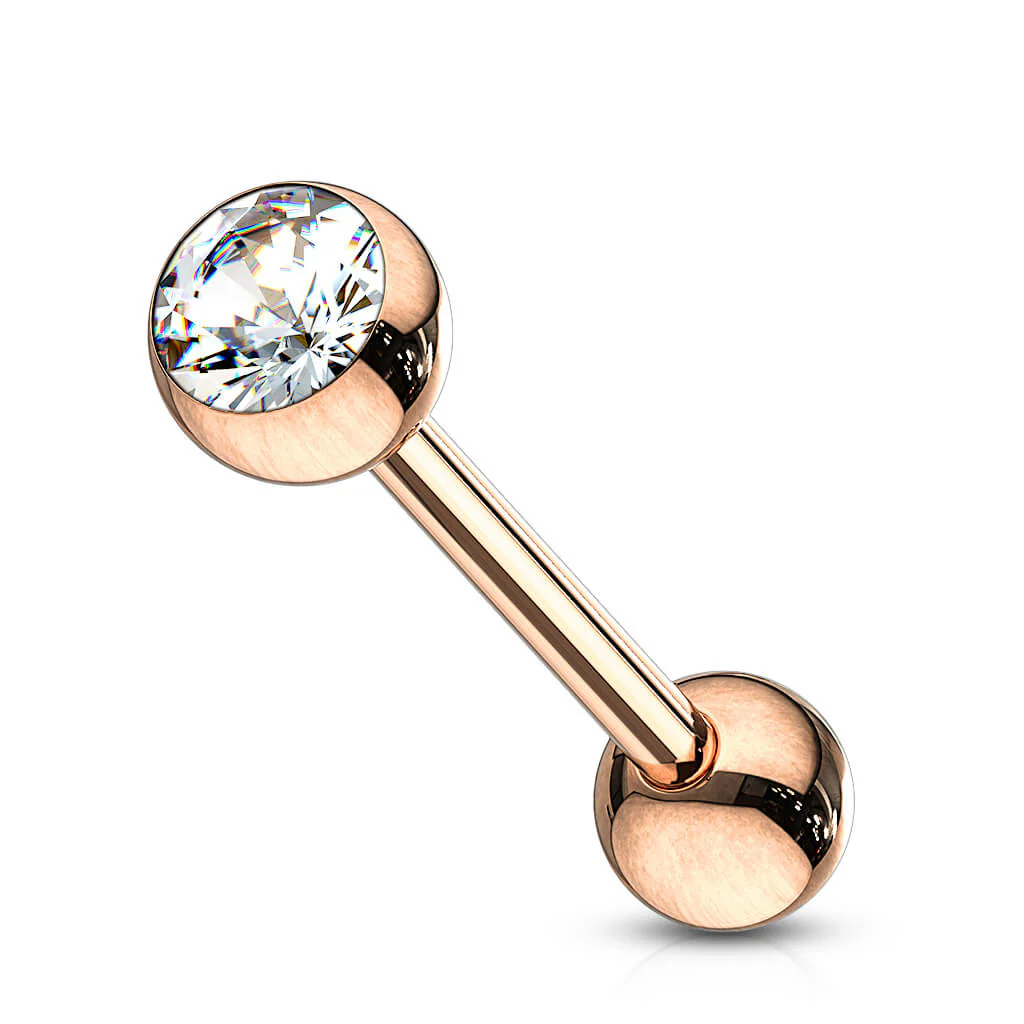 Zungenpiercing Kugel Zirkonia Roségold PVD - Image 4
