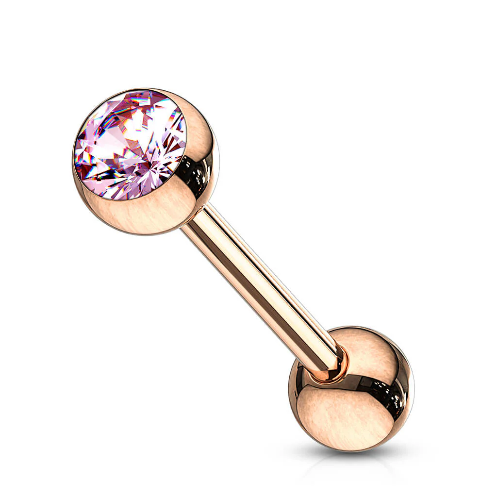 Zungenpiercing Kugel Zirkonia Roségold PVD - Image 5