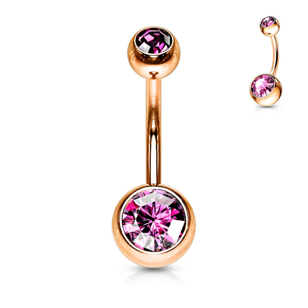 Bauchnabelpiercing Kugel Zirkonia Roségold - Image 11