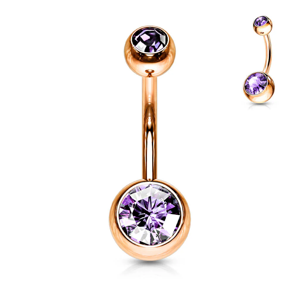 Bauchnabelpiercing Kugel Zirkonia Roségold - Image 15