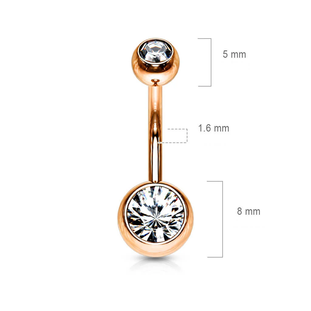 Bauchnabelpiercing Kugel Zirkonia Roségold - Image 3