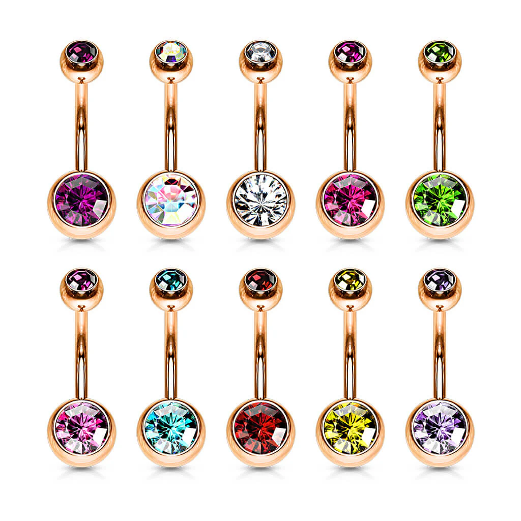 Bauchnabelpiercing Kugel Zirkonia Roségold - Image 4