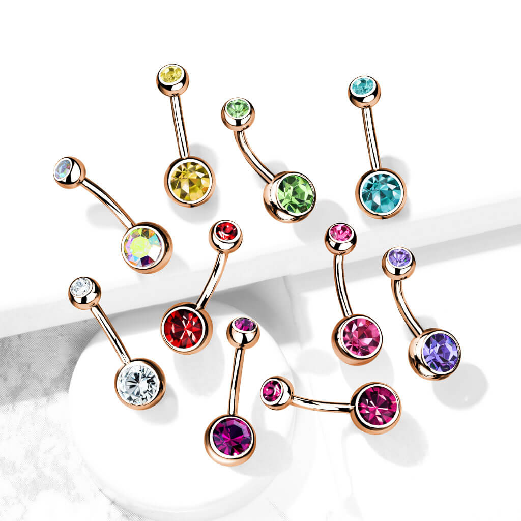 Bauchnabelpiercing Kugel Zirkonia Roségold - Image 5