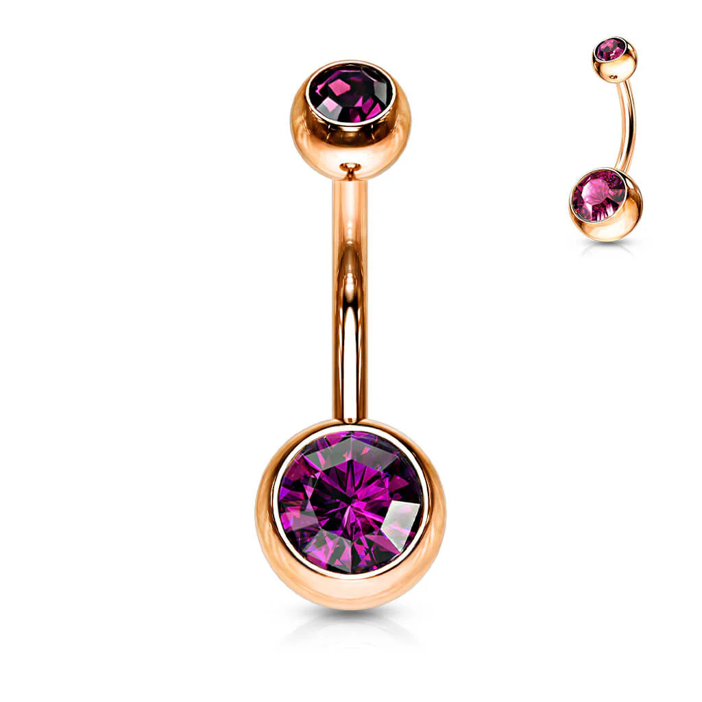 Bauchnabelpiercing Kugel Zirkonia Roségold - Image 6