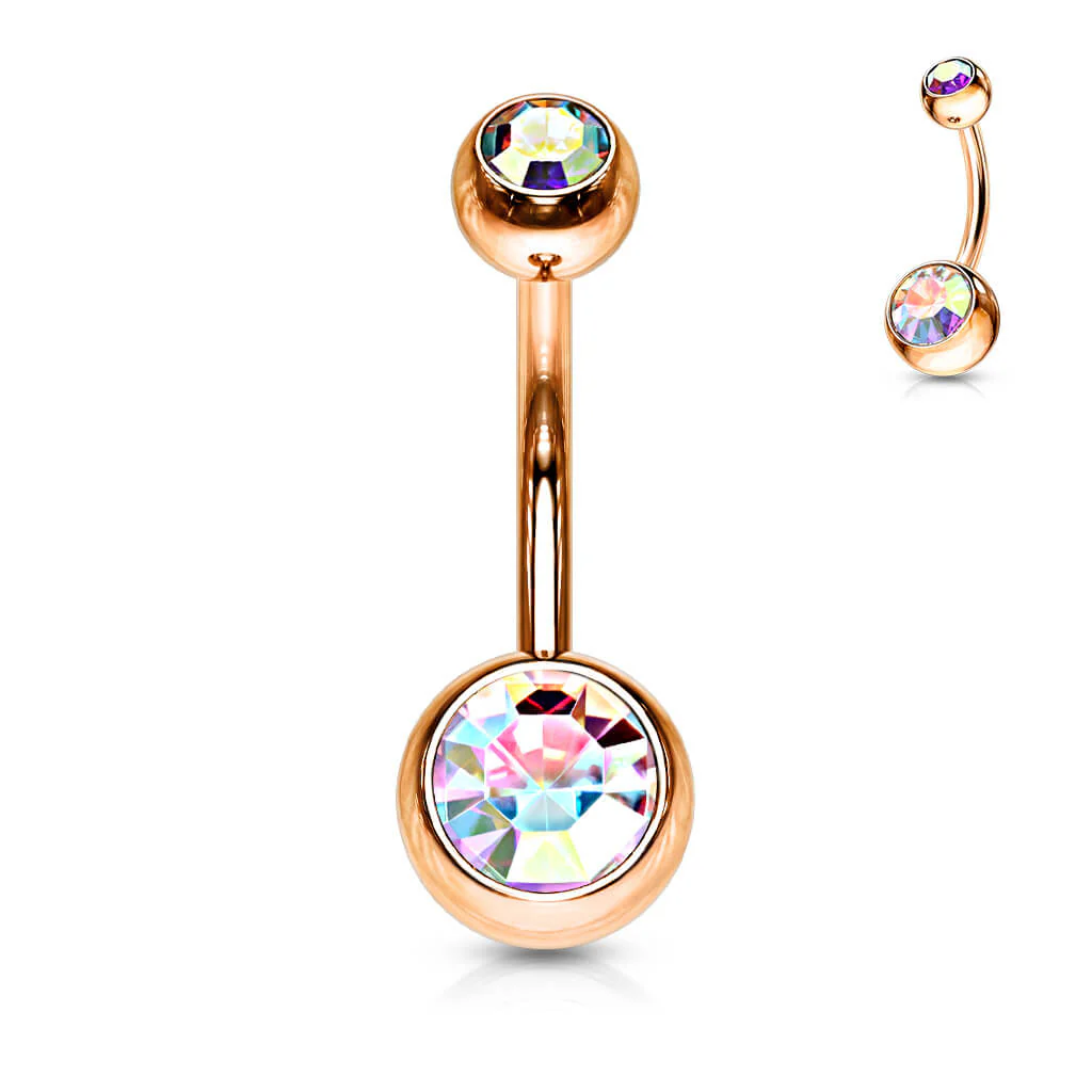 Bauchnabelpiercing Kugel Zirkonia Roségold - Image 7
