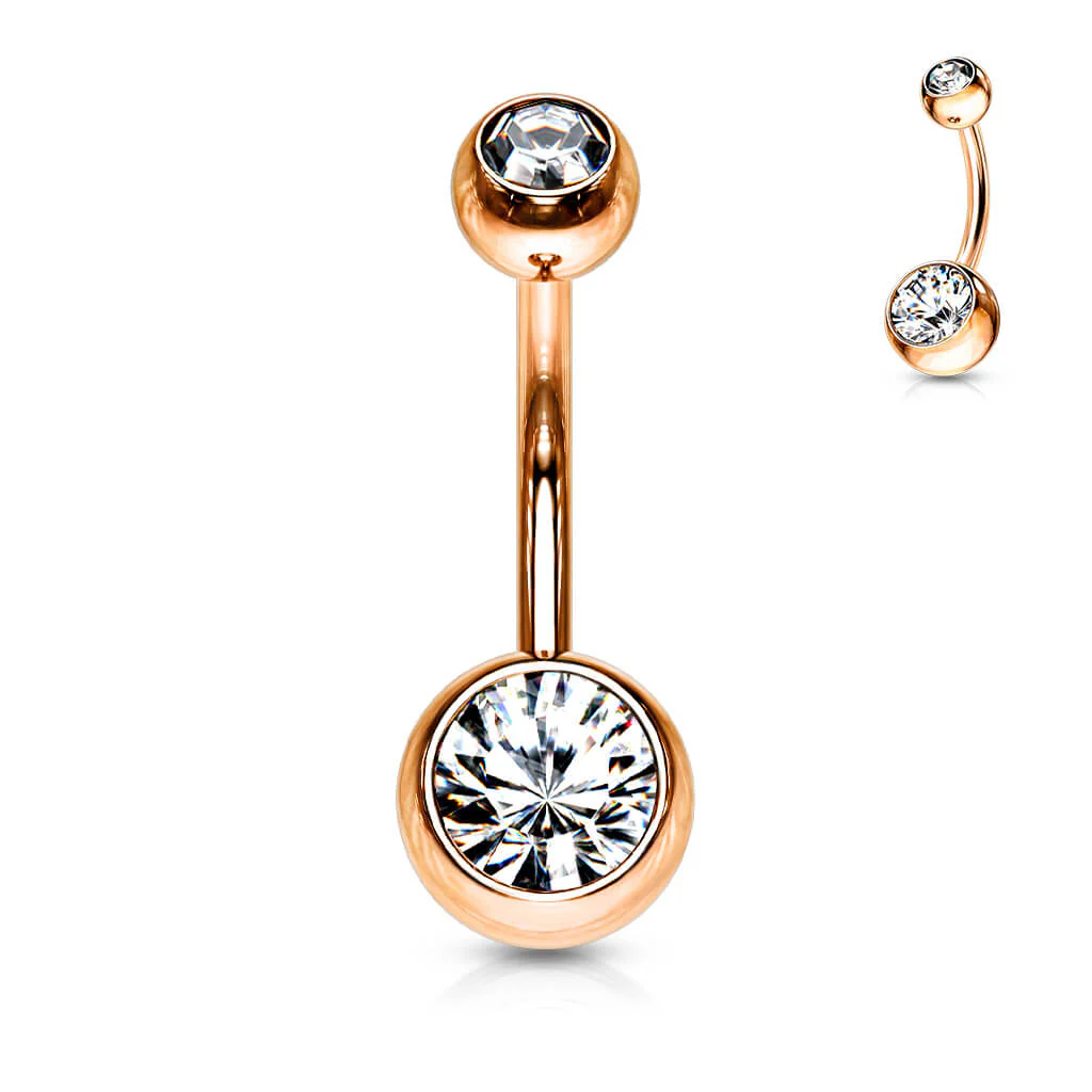 Bauchnabelpiercing Kugel Zirkonia Roségold - Image 8