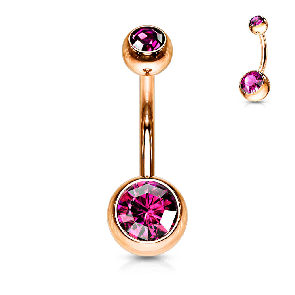 Bauchnabelpiercing Kugel Zirkonia Roségold - Image 9