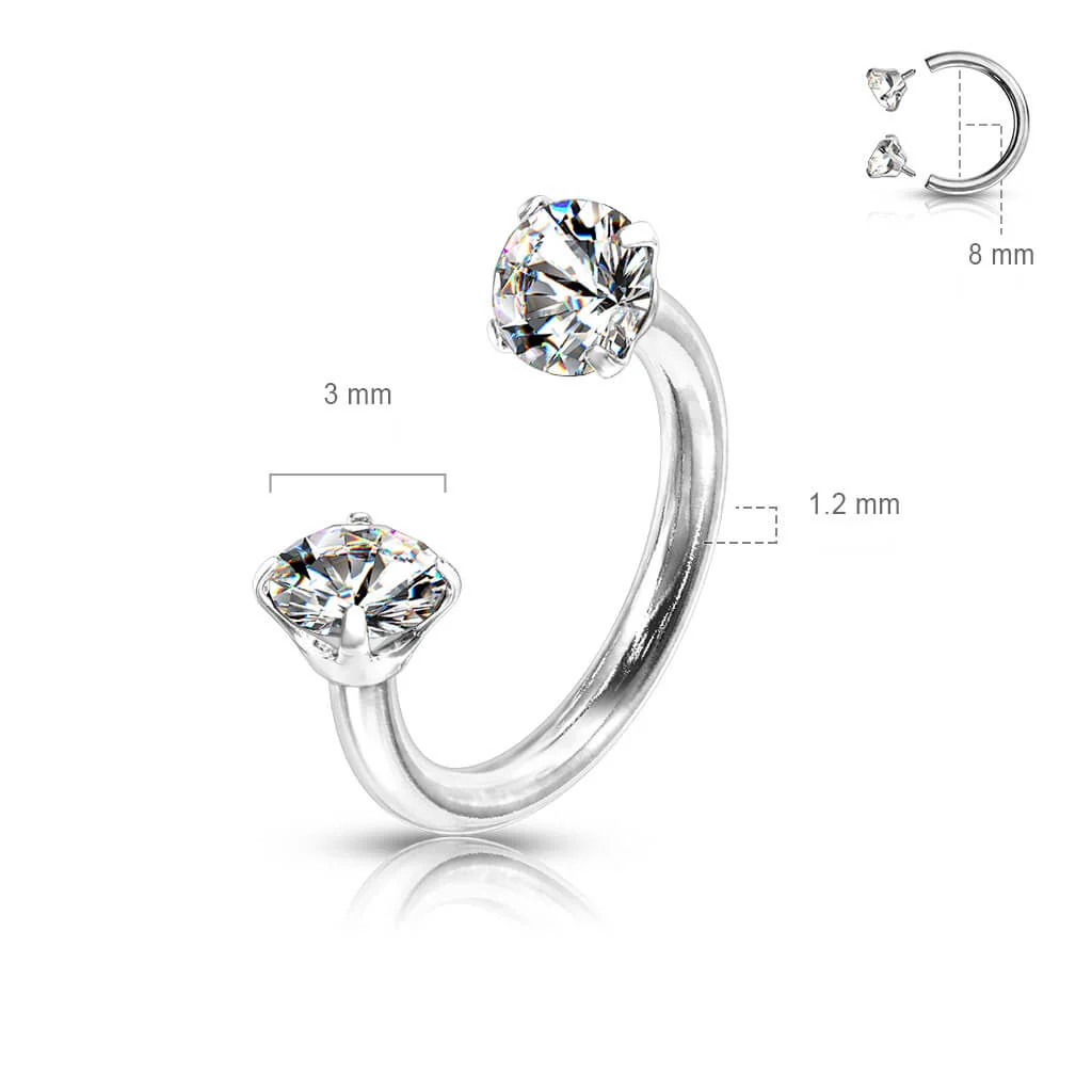 Hufeisen Piercing Zirkonia Innengewinde - Image 12