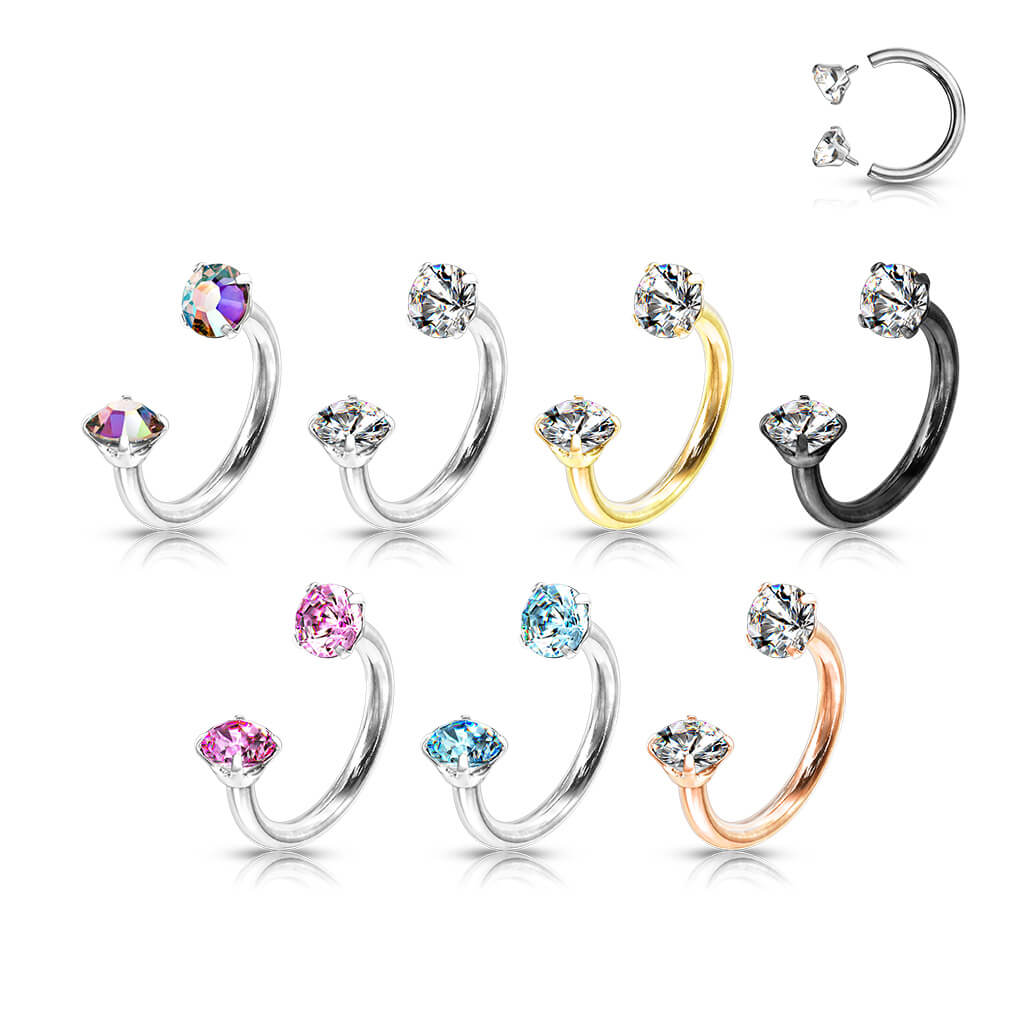 Hufeisen Piercing Zirkonia Innengewinde - Image 4