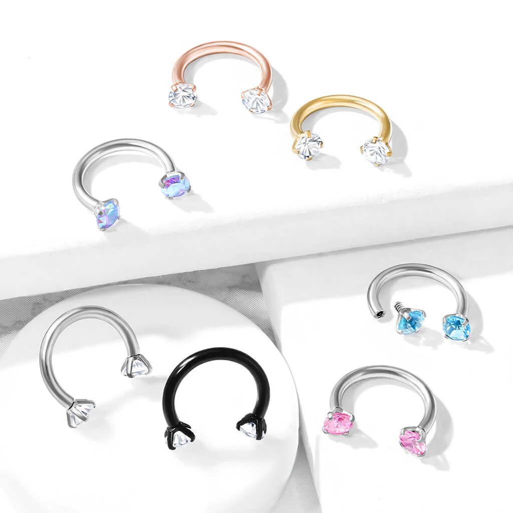 Hufeisen Piercing Zirkonia Innengewinde - Image 8