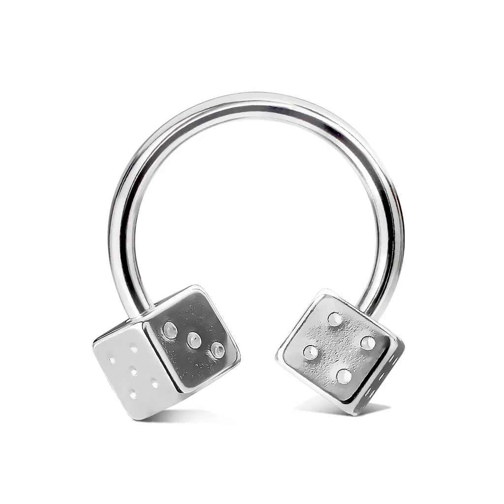 Hufeisen Piercing Würfel Silber - Image 3