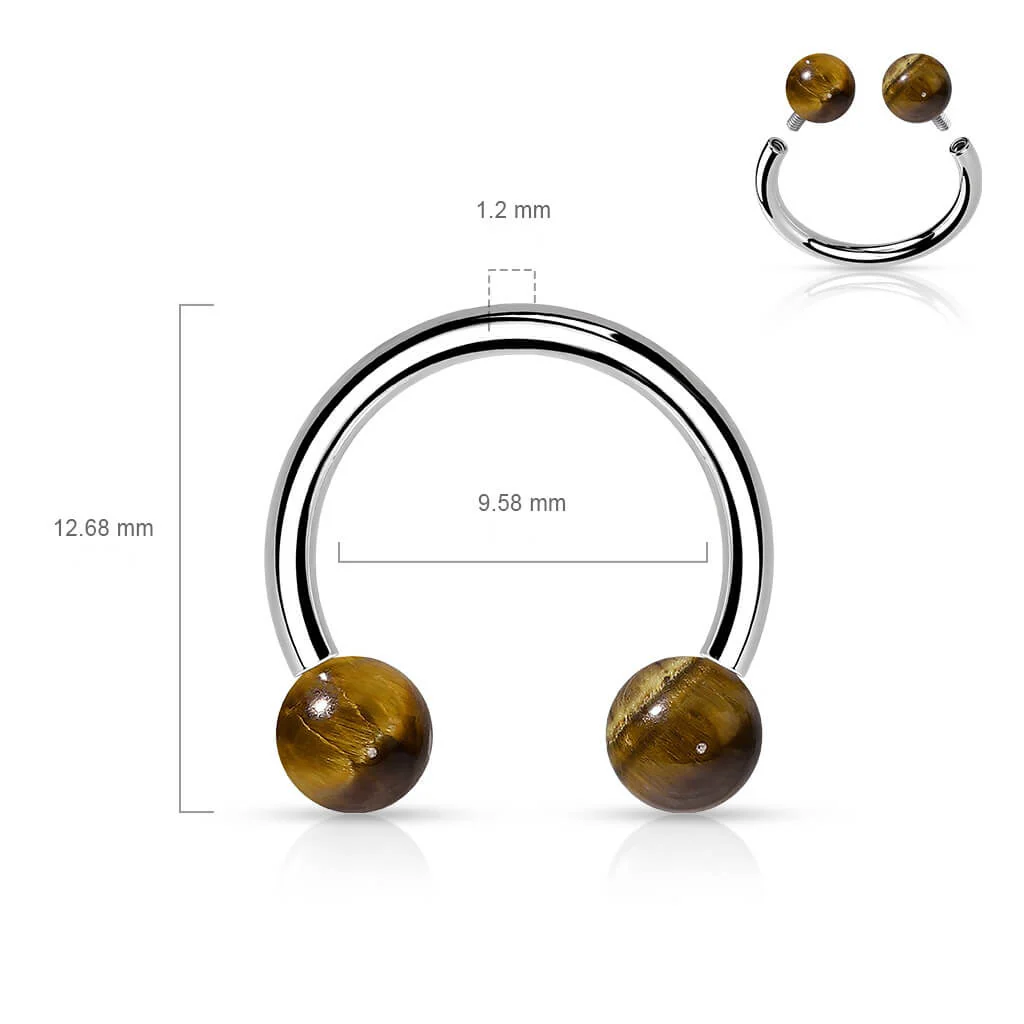 Hufeisen Piercing Halbedelsteine Innengewinde - Image 9