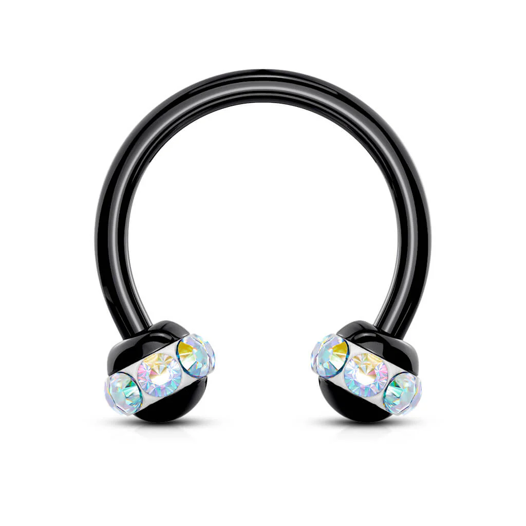 Hufeisen Piercing Schwarz Kugel Zirkonia PVD - Image 2