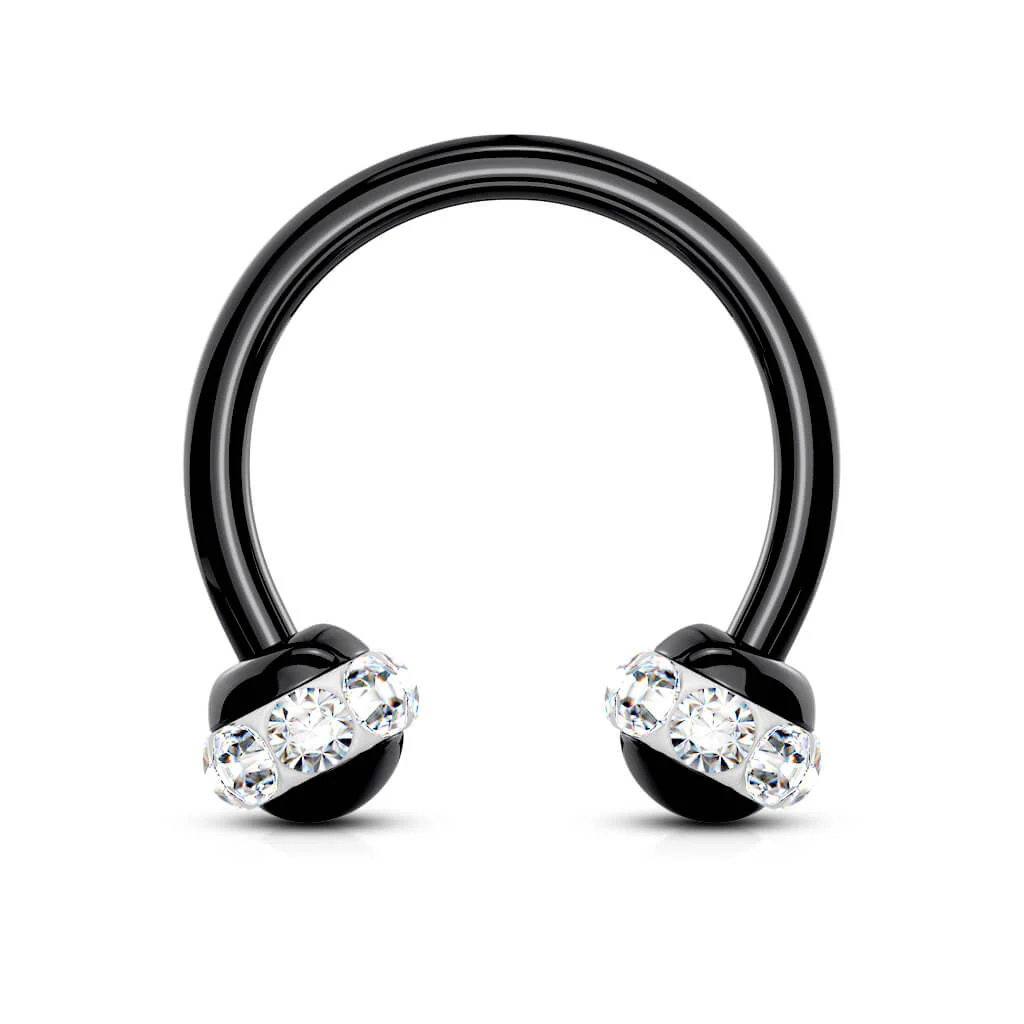 Hufeisen Piercing Schwarz Kugel Zirkonia PVD - Image 3