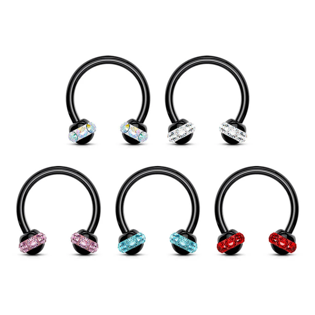 Hufeisen Piercing Schwarz Kugel Zirkonia PVD - Image 4