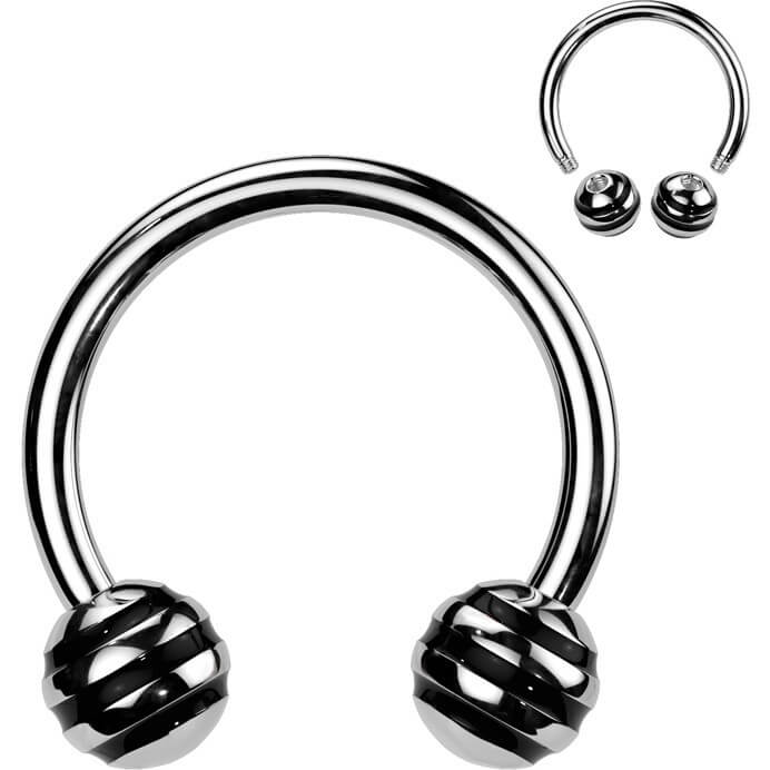Hufeisen Piercing Gestreifte Kugel - Image 2