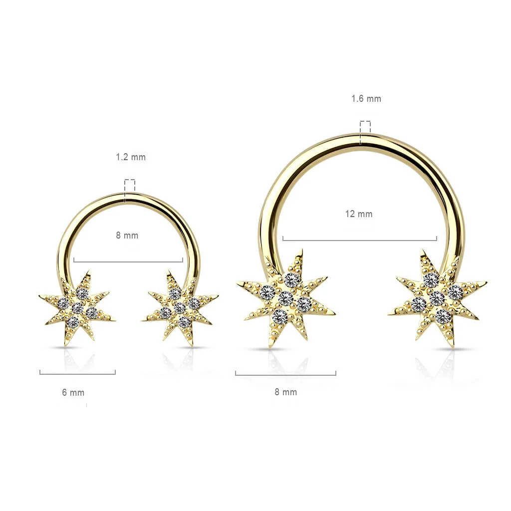 Hufeisen Piercing Sterne Zirkonia Gold - Image 3