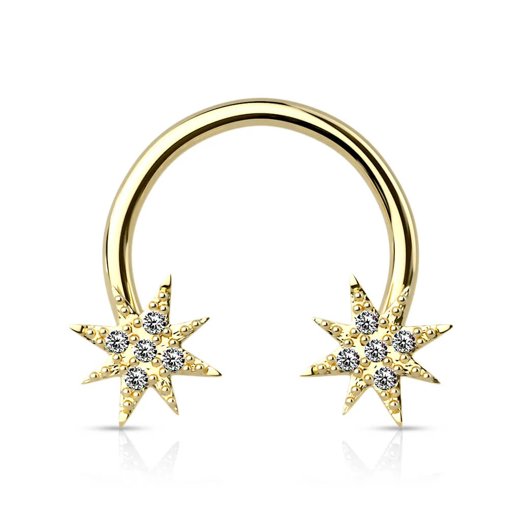 Hufeisen Piercing Sterne Zirkonia Gold - Image 4
