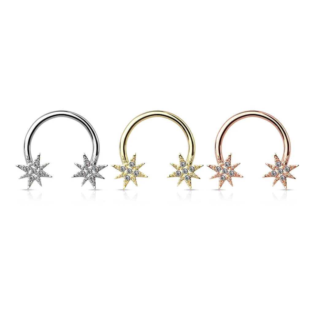Hufeisen Piercing Sterne Zirkonia Gold - Image 5