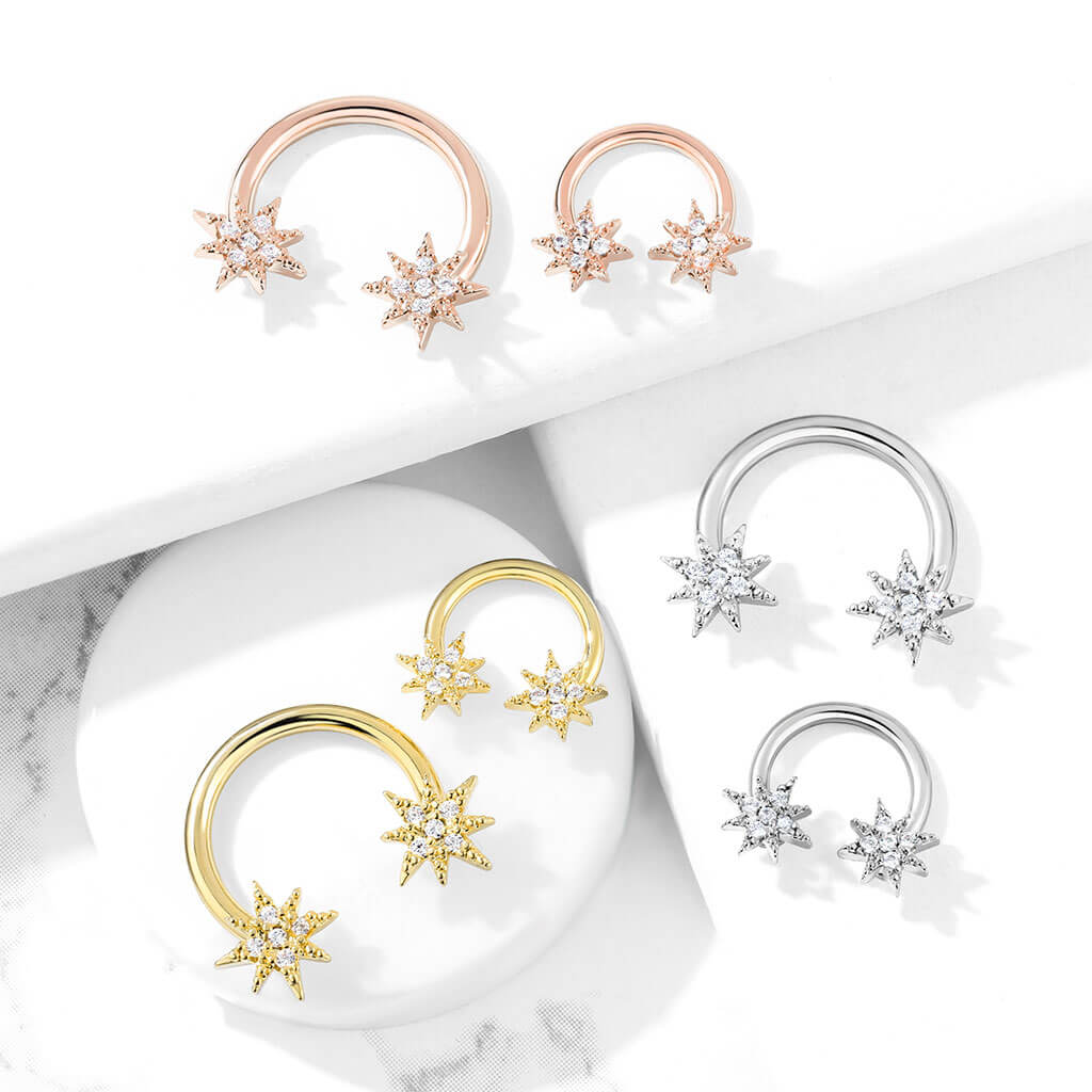 Hufeisen Piercing Sterne Zirkonia Gold - Image 8